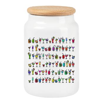 Cocktail long drink drinking party alcohol partying - Cookie Jar with Wooden Lid - white - Front