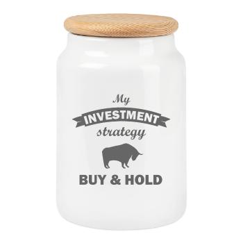 Börse und Investor - Keksdose mit Holzdeckel - Weiß - Vorne