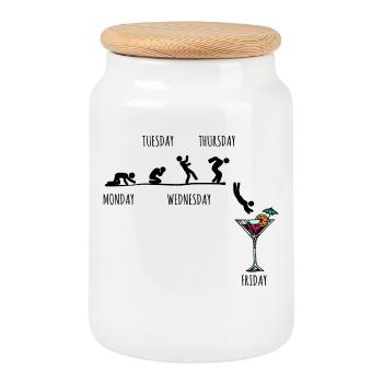 Party partying - Cookie Jar with Wooden Lid - white - Front