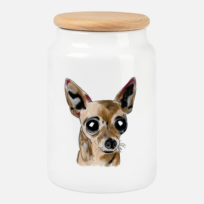 Chihuahua - Keksdose mit Holzdeckel - Weiß