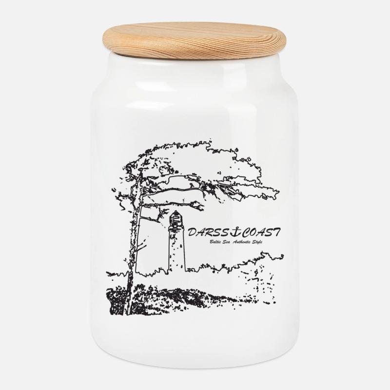 Darss Coast - Leuchtturm Ostsee - Keksdose mit Holzdeckel - Weiß