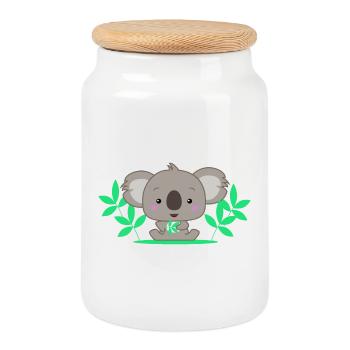 Cute koala baby - Cookie Jar with Wooden Lid - white - Front