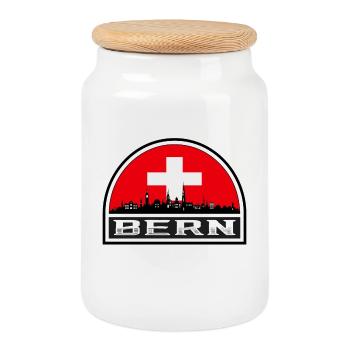 Berne Suisse Skyline Silhouette Drapeau Suisse Tra - Boîte à biscuits avec couvercle en bois - blanc - Devant