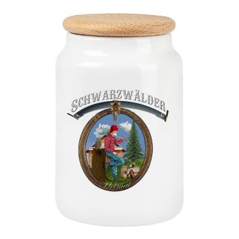 Schwarzwald Heimat Holzfäller Logo - Keksdose mit Holzdeckel - Weiß - Vorne