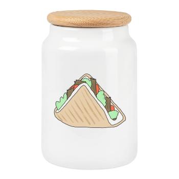 Döner *** blanko - Keksdose mit Holzdeckel - Weiß - Vorne