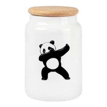 Lustige schwarz-weiße süße Panda Bear Tanz Dab - Keksdose mit Holzdeckel - Weiß - Vorne