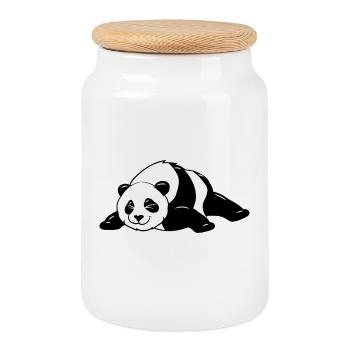 Lustige schwarz-weiße süße Panda Bear Tanz Dab - Keksdose mit Holzdeckel - Weiß - Vorne