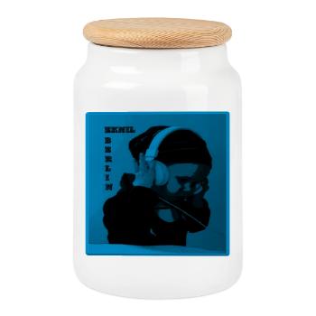 Casque de musique DJ V.2 - Boîte à biscuits avec couvercle en bois - blanc - Devant