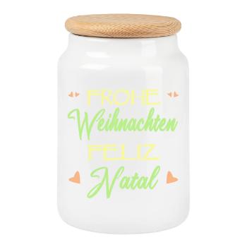 Deutsch-Brasilianer Weihnachten Natal Geschenk - Keksdose mit Holzdeckel - Weiß - Vorne