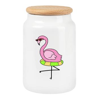 Vacances Flamingo Cool vacances île d’été soleil - Boîte à biscuits avec couvercle en bois - blanc - Devant