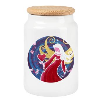 Angel of Happy Love Sonja Ariel von Staden - Cookie Jar with Wooden Lid - white - Front