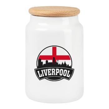 Liverpool Angleterre Skyline Travel Souvenir British - Boîte à biscuits avec couvercle en bois - blanc - Devant