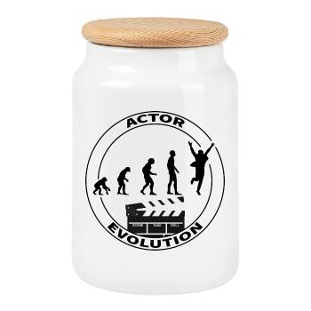 Evolution Schauspieler Darsteller Geschenk - Keksdose mit Holzdeckel - Weiß - Vorne