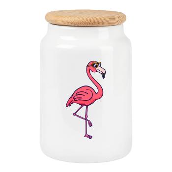 Flamingo Urlaub Ferien Sommer Chillen Entspannen - Keksdose mit Holzdeckel - Weiß - Vorne