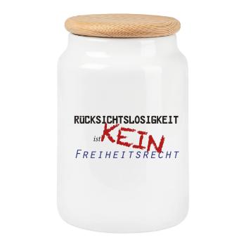 Rücksichtslosigkeit Motiv - Keksdose mit Holzdeckel - Weiß - Vorne