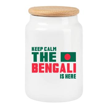 Keep Calm Bangladesch Design / Geschenkidee - Keksdose mit Holzdeckel - Weiß - Vorne
