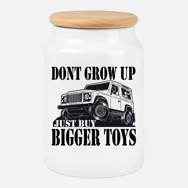 Defender Land-Rover Geschenk Gift - Keksdose mit Holzdeckel - Weiß