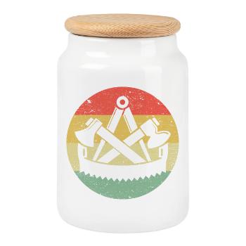 Zimmermann Zunftwappen auf Vintage Retro Farben - Keksdose mit Holzdeckel - Weiß - Vorne