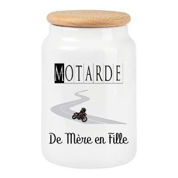Motarde de Mère en Fille Moto - Boîte à biscuits avec couvercle en bois - blanc - Devant