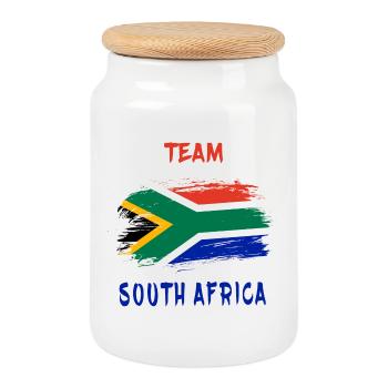 Team Südafrika Flaggen Design - Keksdose mit Holzdeckel - Weiß - Vorne