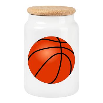 Basketball - Cookie Jar with Wooden Lid - white - Front