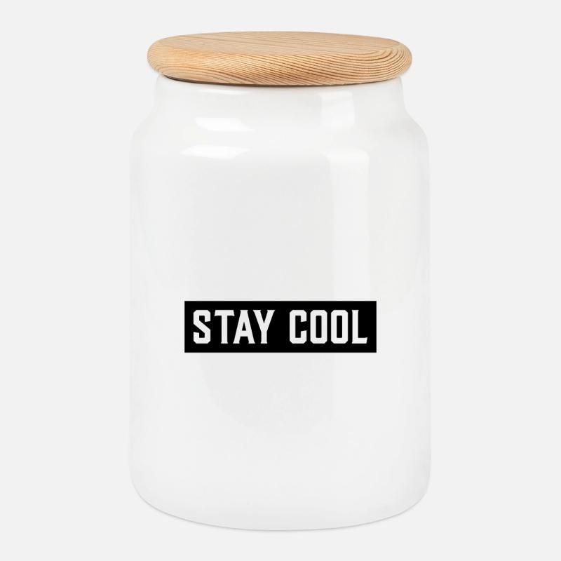 Stay cool - Keksdose mit Holzdeckel - Weiß