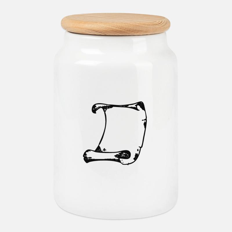 Black brush frame - Cookie Jar with Wooden Lid - white