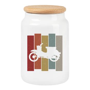 Retro Simson Schwalbe KR50 KR51 DDR Ossi gift - Cookie Jar with Wooden Lid - white - Front