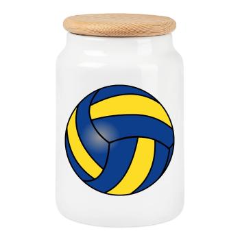 Volleyball for volleyball players - Cookie Jar with Wooden Lid - white - Front