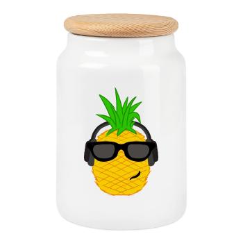 Cool Ananas Karibik Insel Urlaub Chillen Ferien - Keksdose mit Holzdeckel - Weiß - Vorne