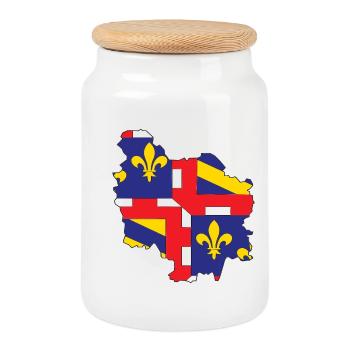 carte de la bourgogne - Boîte à biscuits avec couvercle en bois - blanc - Devant