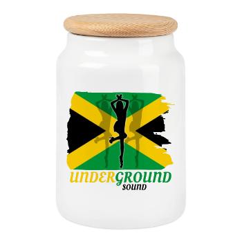 Sprint souterrain du drapeau de la Jamaïque - Boîte à biscuits avec couvercle en bois - blanc - Devant