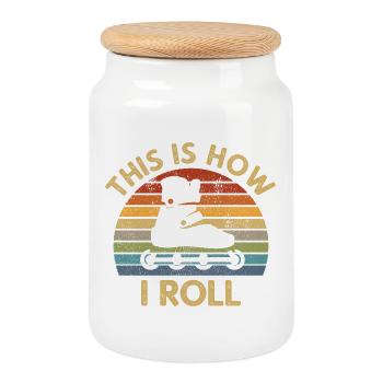 Rétro How I Roll Rolle Rolle Skater Cadeau - Boîte à biscuits avec couvercle en bois - blanc - Devant