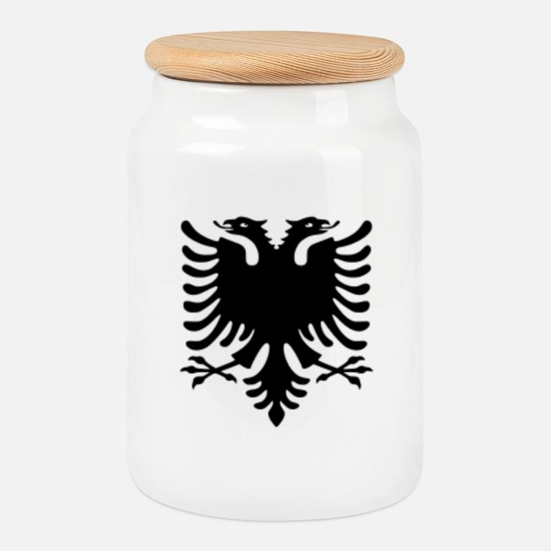 Shqiponja - Keksdose mit Holzdeckel - Weiß