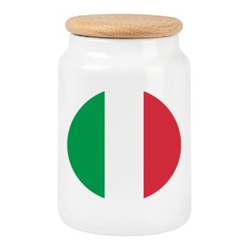 round sticker flag of Italy Aufkleber sticker - Cookie Jar with Wooden Lid - white - Front