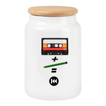 80er Kassette - Keksdose mit Holzdeckel - Weiß - Vorne