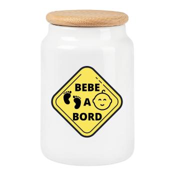 Baby on Board - Cookie Jar with Wooden Lid - white - Front