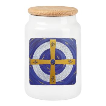 Kristall-Sternentor von Erzengel Michael - Keksdose mit Holzdeckel - Weiß - Vorne