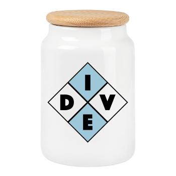 Dive - Cookie Jar with Wooden Lid - white - Front