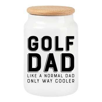 golf - Cookie Jar with Wooden Lid - white - Front