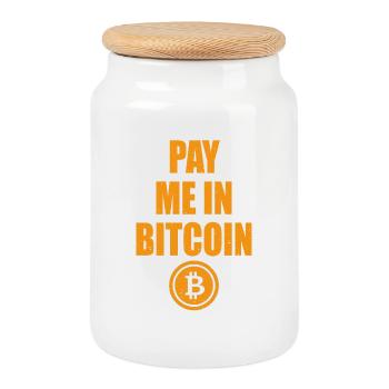 Pay Me En Bitcoin - Blockchain BTC Crypto Cadeau - Boîte à biscuits avec couvercle en bois - blanc - Devant