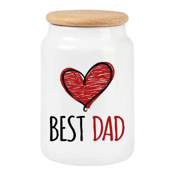 Best Papa Father Father's Day Favorite Papa Dad Heart - Cookie Jar with Wooden Lid - white - Front