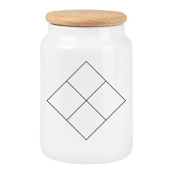 Quadrat zum füllen - Keksdose mit Holzdeckel - Weiß - Vorne