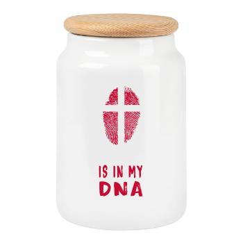 Denmark is in my DNA design / gift idea - Cookie Jar with Wooden Lid - white - Front