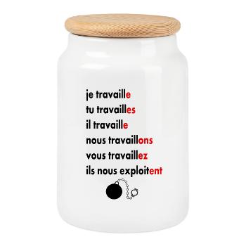 travailler - Boîte à biscuits avec couvercle en bois - blanc - Devant