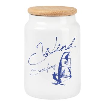 WINDSURFING - SURFER WINDSURFER gift - Cookie Jar with Wooden Lid - white - Front