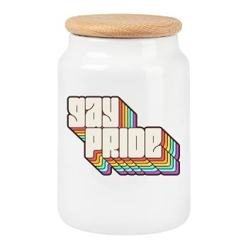 Gay Pride Regenbogen Schatten Statement - Keksdose mit Holzdeckel - Weiß - Vorne