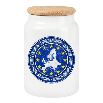Emblème des étoiles du cercle de la carte européenne - Boîte à biscuits avec couvercle en bois - blanc - Devant