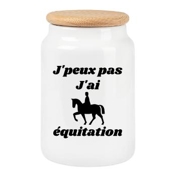 I can not I have horse riding sport passion - Cookie Jar with Wooden Lid - white - Front