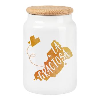 La Graciosa - Boîte à biscuits avec couvercle en bois - blanc - Devant